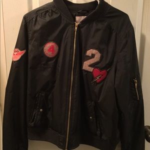 Black Bomber Zip Up Jacket